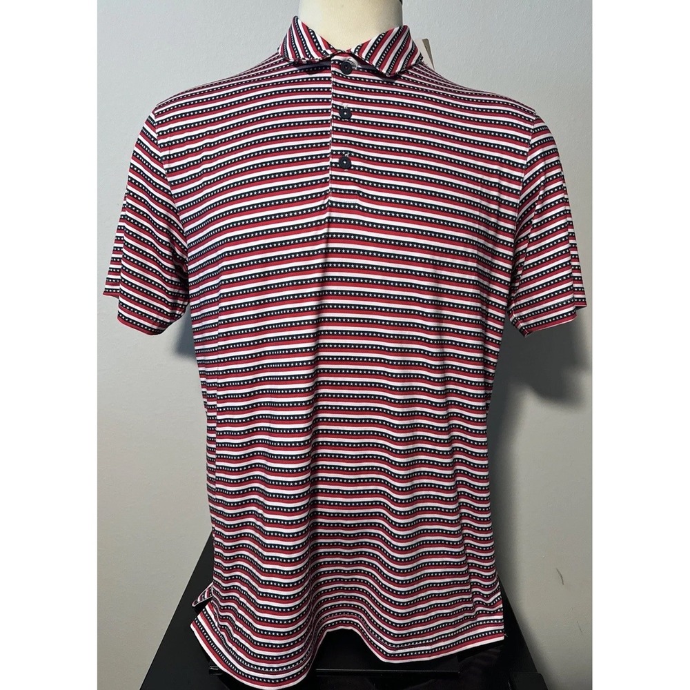 NEW Puma Volition America Men's Medium Free Stripe Polo Shirt M USA Stars Flag M